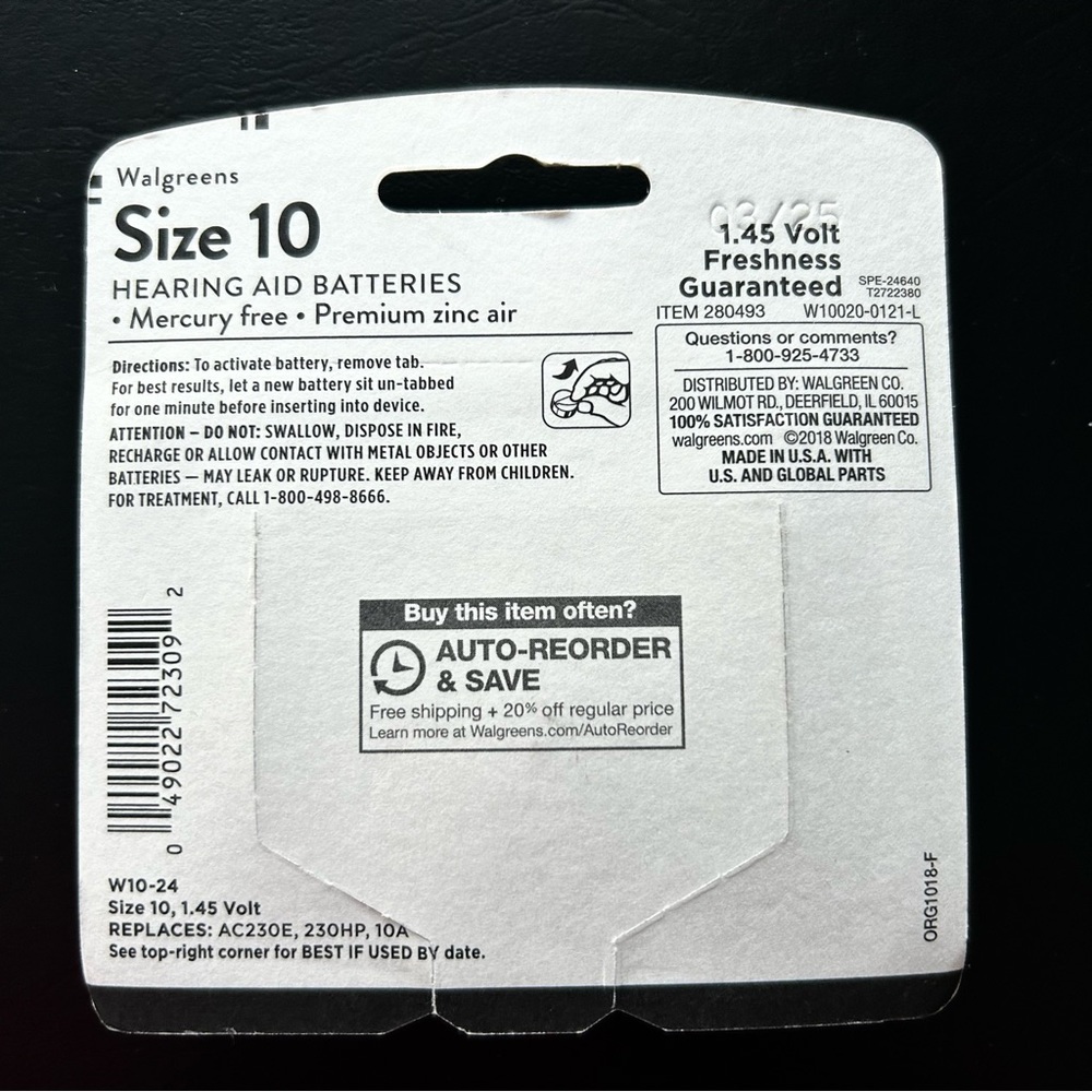 NEW Rayovac Size 10 Zinc Air Hearing Aid Batteries 24 pk - Picture 2 of 3